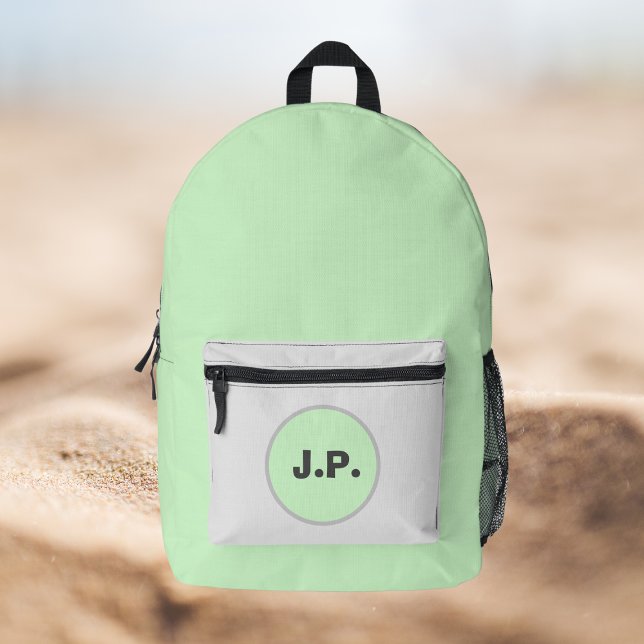 Mochila Impresa Fábrica de menta unisex inteligente y personalizad (Cool unisex monogrammed mint and grey backpack. Ideal for heading to the beach, work or school.)