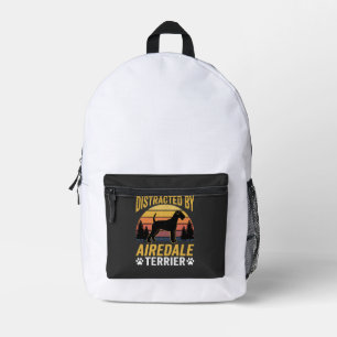 Mochila Impresa Fácilmente Distraído por Perro Retro Airedale Terr