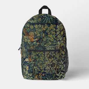Mochila Impresa Faisán pájaro árbol bosque William Morris