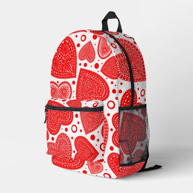 Mochila Impresa Fancy Red Hearts Over Pattern (Esquina derecha trasera )