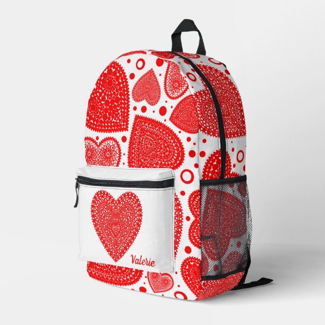 Mochila Impresa Fancy Red Hearts Personalizado (Esquina derecha trasera )