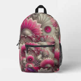 Mochila Impresa Fans de rosa y plateado Art Nouveau