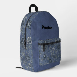 Mochila Impresa Faux Blue Ante and Western Blue Paisley