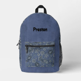 Mochila Impresa Faux Blue Ante and Western Blue Paisley