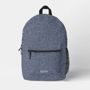 Mochila Impresa Faux Denim Texture Navy Blue