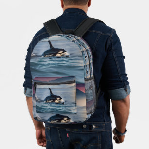 Mochila Impresa Felicidad Parental: Mamá y Bebés Orcas en el Océan