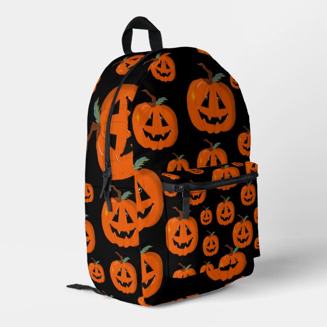 Mochila Impresa Feliz Halloween Jack O Lantern Arte ilustrativo (Esquina izquierda trasera)