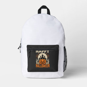 Mochila Impresa Feliz Halloween Jack O Linterna Castillo Embrujado