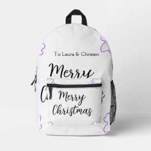 Mochila Impresa Feliz Navidad añadir nombre de texto personalizado