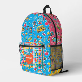 Mochila Impresa Feliz Primer Día De Colegio Monograma Personalizad