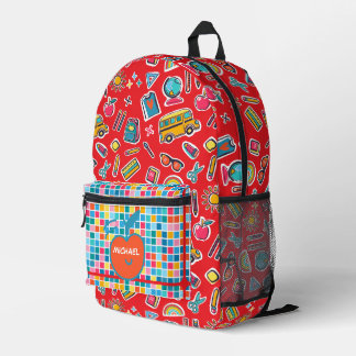 Mochila Impresa Feliz Primer Día De Colegio Monograma Personalizad