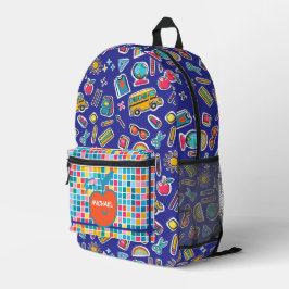 Mochila Impresa Feliz Primer Día De Colegio Monograma Personalizad