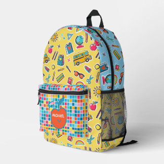 Mochila Impresa Feliz Primer Día De Colegio Monograma Personalizad