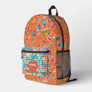 Mochila Impresa Feliz Primer Día De Colegio Monograma Personalizad