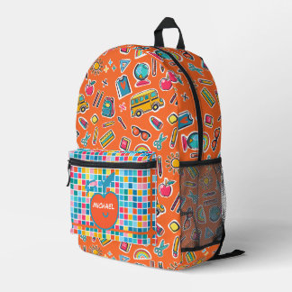 Mochila Impresa Feliz Primer Día De Colegio Monograma Personalizad