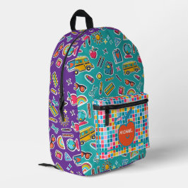 Mochila Impresa Feliz Primer Día De Colegio Monograma Personalizad