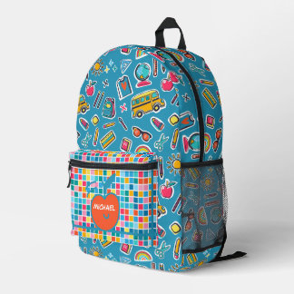 Mochila Impresa Feliz Primer Día De Colegio Monograma Personalizad