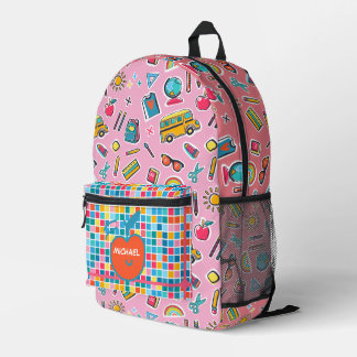 Mochila Impresa Feliz Primer Día De Colegio Monograma Personalizad