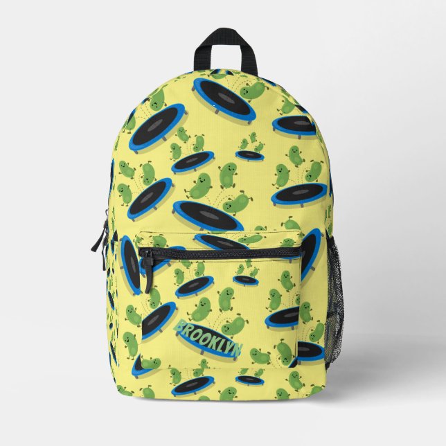 Mochila Impresa Feliz salto de granos verdes patrón personalizado (Anverso)