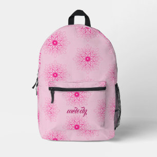 Mochila Impresa femenina de color rosa floral trendy boho