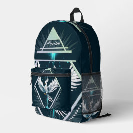 Mochila Impresa Fénix de fantasía blanca maravillosa.