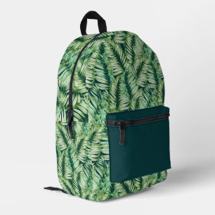 Mochila Impresa Fern deja el patrón de Allover con el bolsillo ver