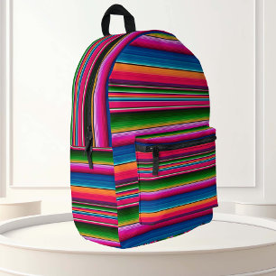 Mochila Impresa Fiesta de manta mexicana rayas de sarape colorido