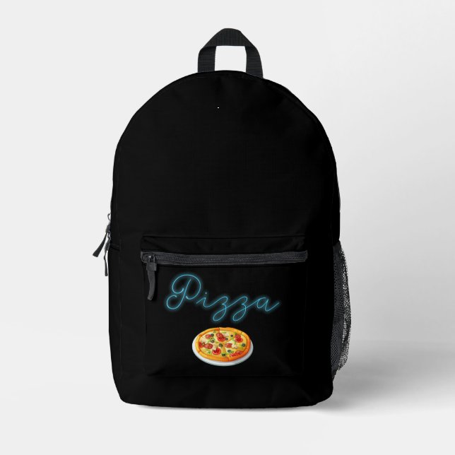 Mochila Impresa Fiesta Neon Glow Pizza personalizado (Anverso)