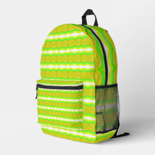 Mochila Impresa Figura Verde Y Amarillo Ocho Patrón De Cinta