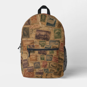 Mochila Impresa Filatelia Ephemera de Sello de Correo Antiguo