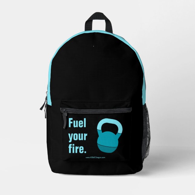 Mochila Impresa Fitness Motto Fuel Your Fire Electric-Blue Black (Anverso)