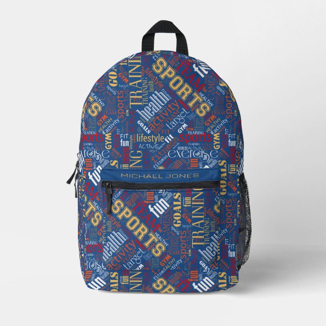 Mochila Impresa Fitness Word Cloud rojo/blanco ID284 (Anverso)