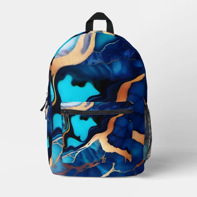Mochila Impresa Flamante dorado azul trenzado (Anverso)