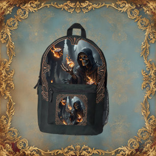Mochila Impresa Flamas góticas, el guardián de los dados ardientes