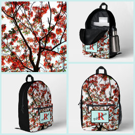 Mochila Impresa Flamboyantes ramas de la poinciana real monogramad