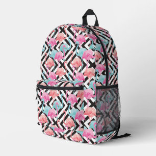 Mochila Impresa Flamencos en el patrón de diseño negrita