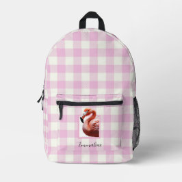 Mochila Impresa FlaMingo personalizado de cuadros rosa elegante bl