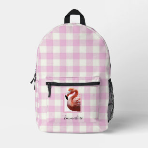 Mochila Impresa FlaMingo personalizado de cuadros rosa elegante bl