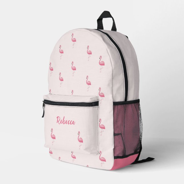 Mochila Impresa Flamingo rosa lindo personalizado (Esquina derecha trasera )