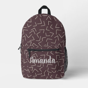 Mochila Impresa Flechas geométricas de color rojo oscuro Nombre de