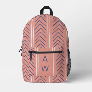 Mochila Impresa Flechas geométricas de color rosado mate monograma