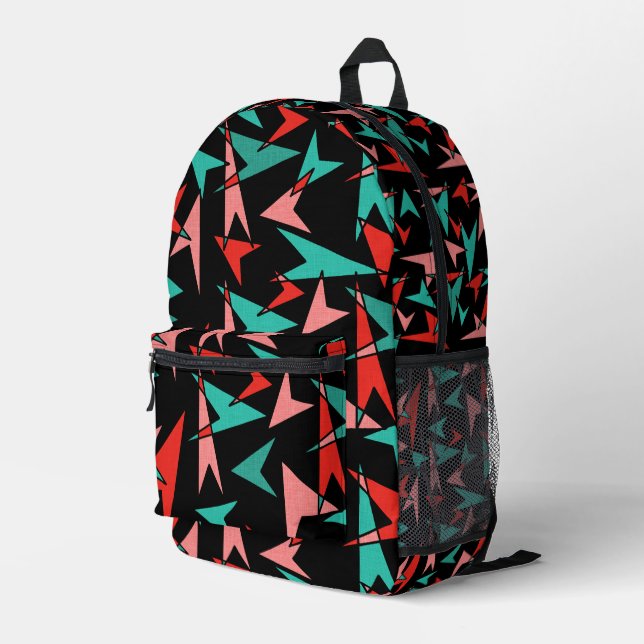 Mochila Impresa Flechas modernas de mediados del siglo Aqua Naranj (Esquina derecha trasera )