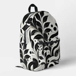 Mochila Impresa Flor abstracto moderno en blanco y negro