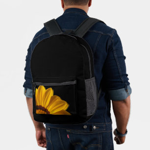 Mochila Impresa Flor amarilla sobre fondo negro