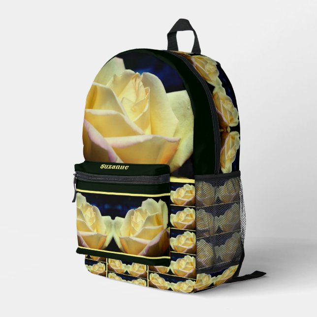 Mochila Impresa Flor amarillo rosebud personalizada (Esquina derecha trasera )