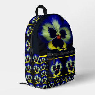 Mochila Impresa Flor azul Pansy personalizada