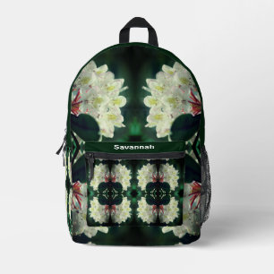 Mochila Impresa Flor de Azalea Blanca Personalizada