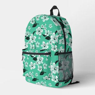 MOCHILA IMPRESA FLOR DE CEREZO - PATRÓN SAKURA EN MENTA