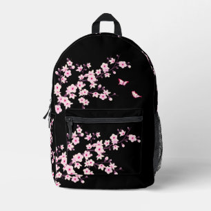 Mochila Impresa Flor de Cerezo Rosa Negro