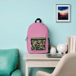 Mochila Impresa Flor de color rosa verde